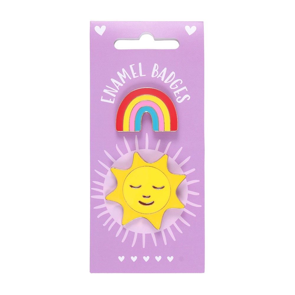 Something Different - Set of 2 Rainbow and Sun Pin Bouton broche - Multicolore